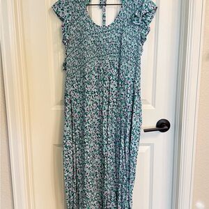 A New Day Floral Maxi Dress in Green and Pink